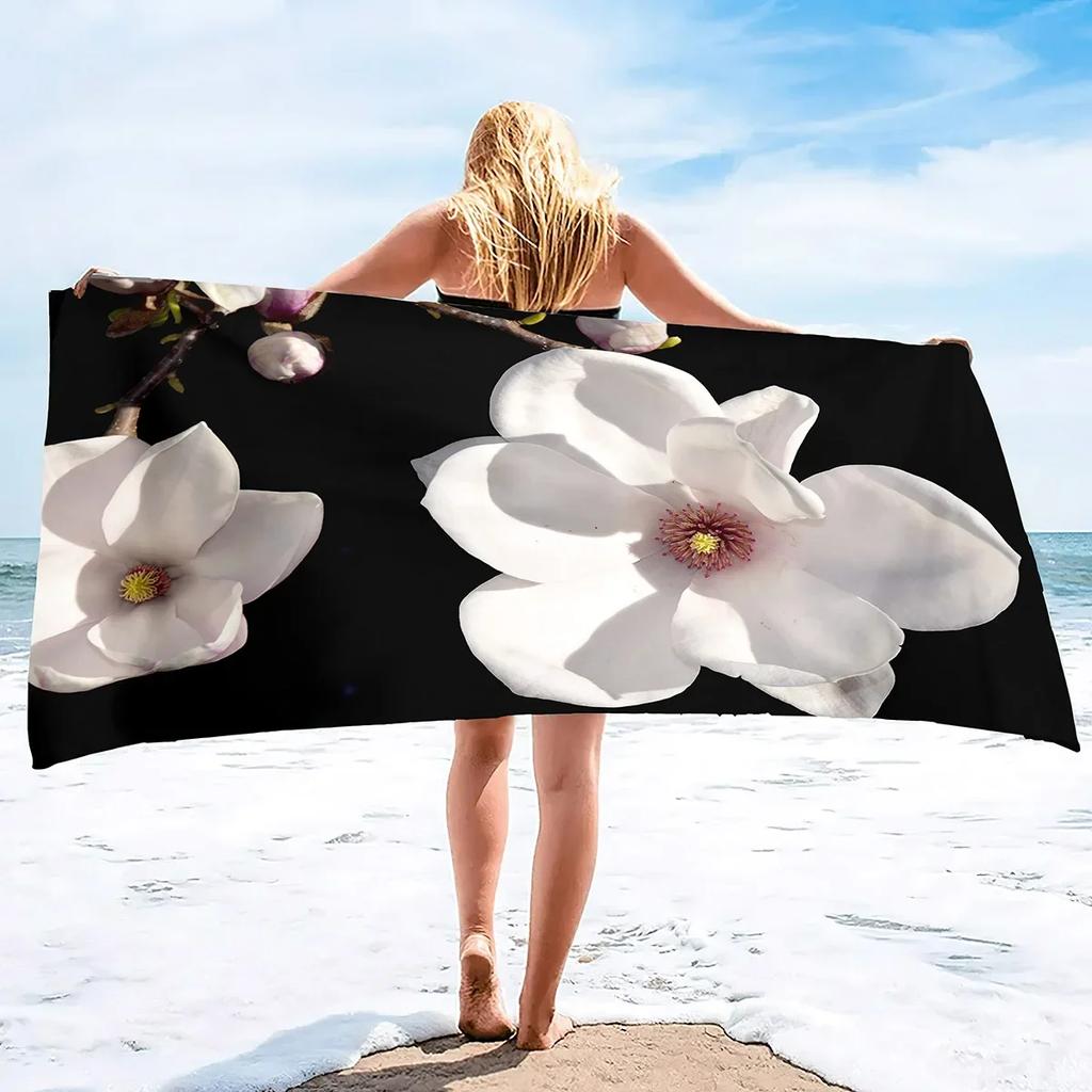 Magnolia Flower Oversized Beach Towel Sand Free Soft Super Lightweight Quick Dry Swim Towels Beach Throw Towel for Women Girls