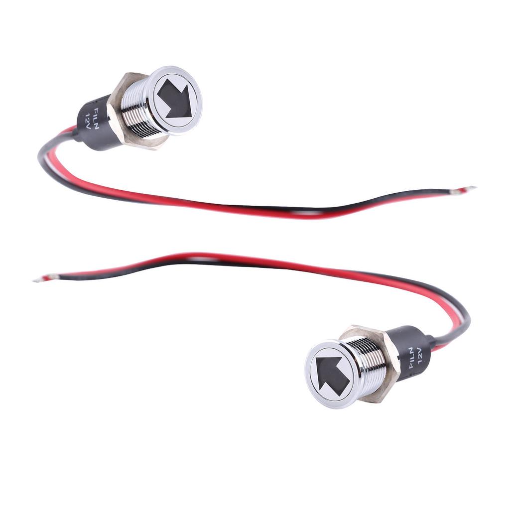 2PCS 14mm LED Metal Indicator Dash Panel Turn Signal Indicator Lamp for Bike Boat Green Light