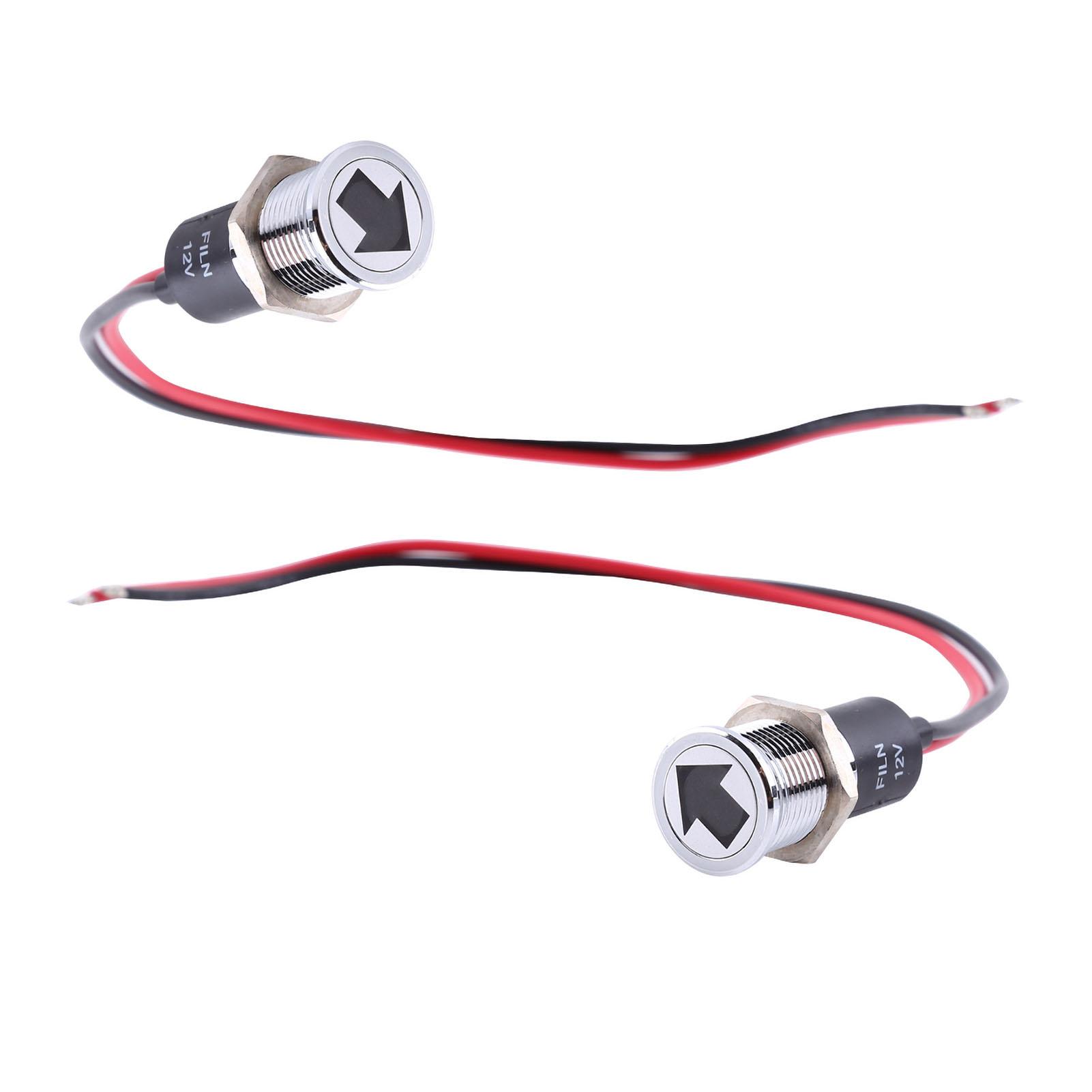 

2PCS 14mm LED Metal Indicator Dash Panel Turn Signal Indicator Lamp for Bike Boat Green Light