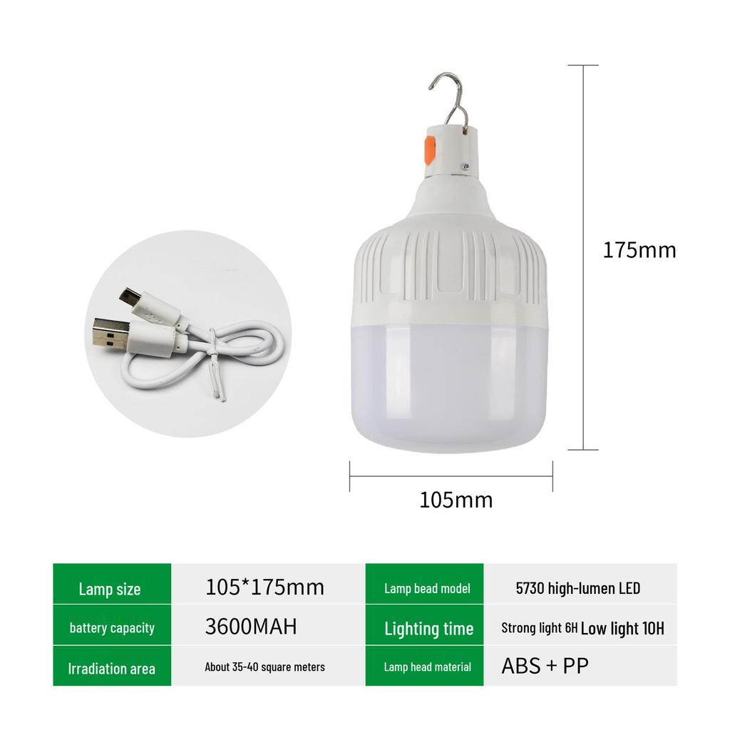 Rechargeable LED Light Bulb: Outdoor Camping, Night Market, Emergency, Super Bright, Rainproof, Power Outage Solution