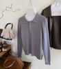 Polo Collar Long-sleeved Embroidered Twist Knitted Sweater for Women 1116 Autumn Soft Waxy Casual Foreign Style Bottomed Top for Women