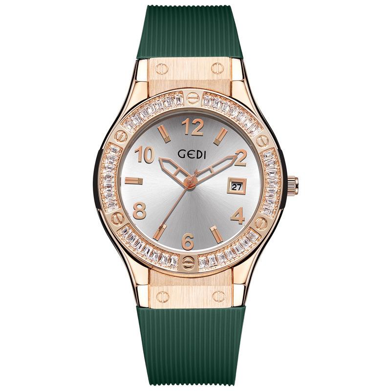 Light Luxury Diamond-Encrusted Calendar Silicone Women'S Quartz Watch High Value Niche Silicone Watch For Middle School Students