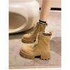 Women's Boots Retro Leather Designer Shoes for Women Luxury Short Boots Platform Non-slip Motorcycle Shoes Round Toe Ankle Boots