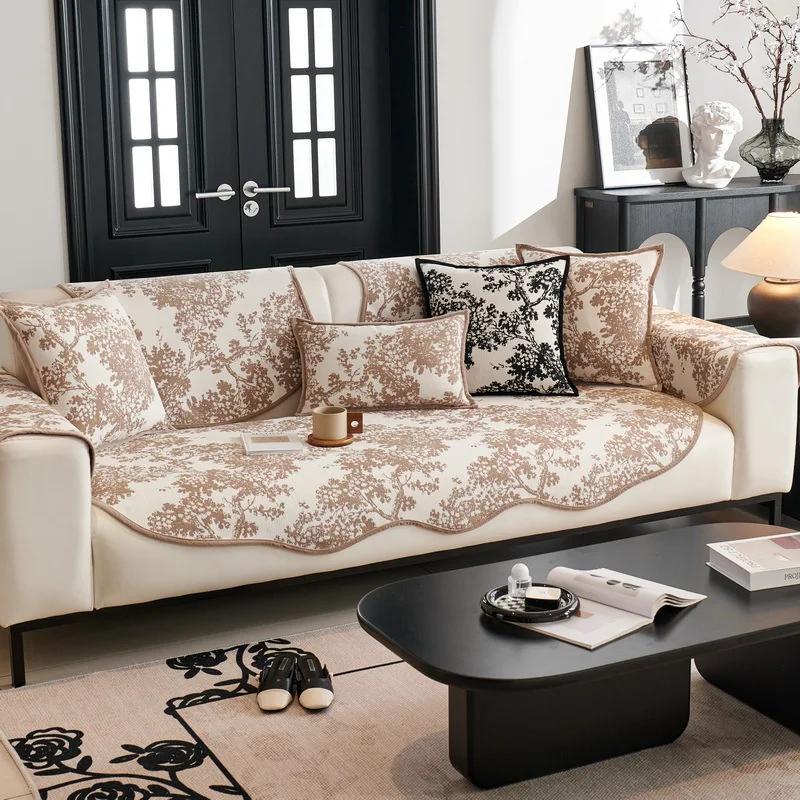 Nordic Chenille Sofa Cushion for Living Room Irregular Curved Non-slip Couch Cover Corner Sofa Towel Seat Pad Washable Sofa Mat