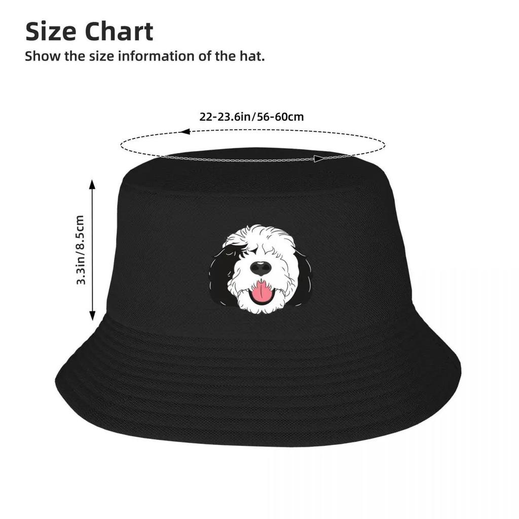 LOVE Black and White Sheepadoodle 4 - Baby Blue Bucket Hat Golf Cap custom Hat Designer Hat Sun Hats For Women Unisex's