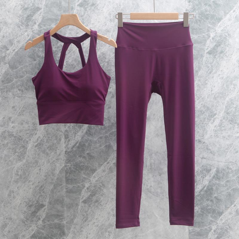 Women's Yoga Set: Cross-Back Tank & High-Waist Tummy Control Pants