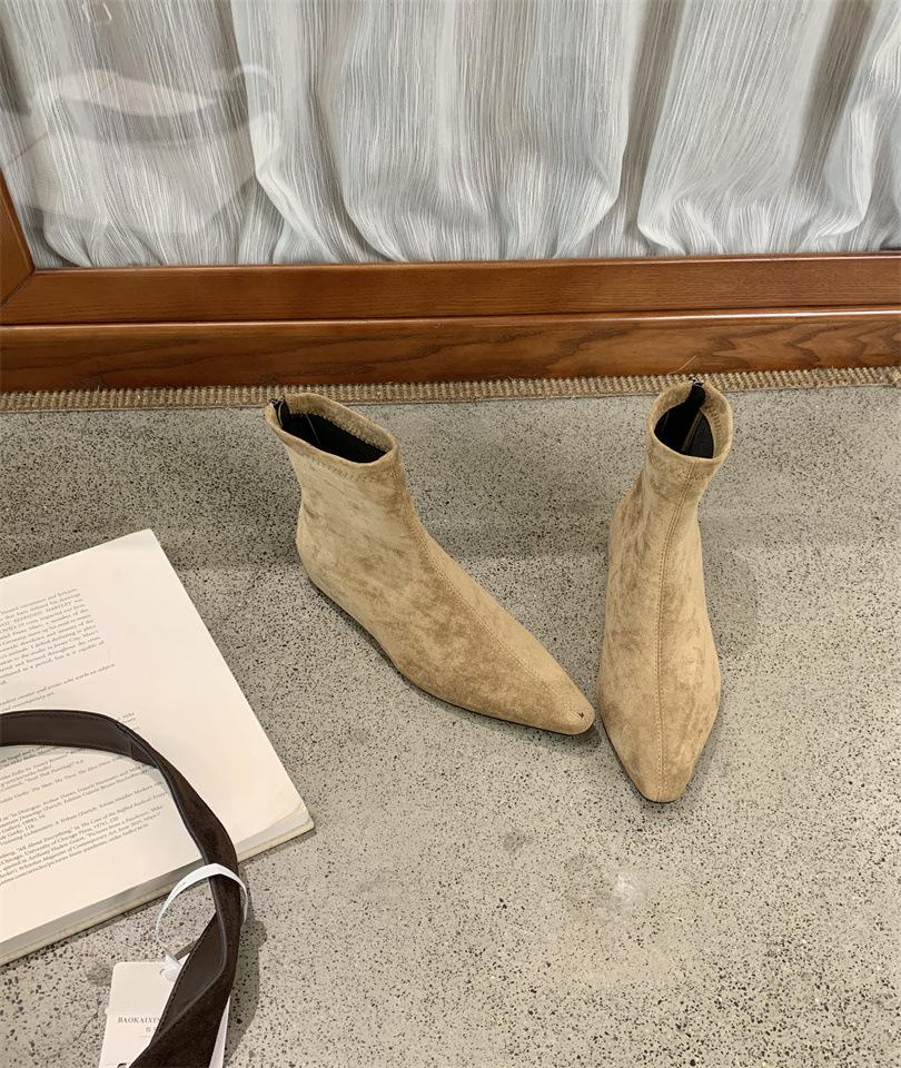 

Thick Heel Medium Heel Versatile Skinny Square Head Martin Boots 2025 New Vintage Fashion Chelsea Department Elastic Skinny Boots 39 хаки