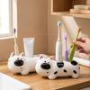 Ceramic Dog Shaped Toothbrush Holder 4 Slots Waterproof Toothpaste Toothbrush Base Decorative Funny Toothbrush Storage Rack