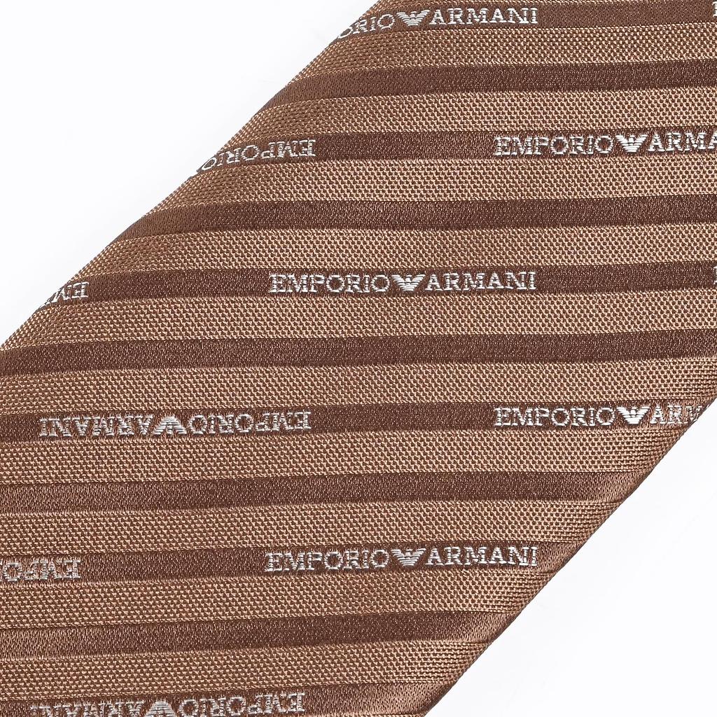 [Emporio Armani] Emporio Armani Erkek Kravat, 7,5 cm genişlik, %100 İpek, İsim Logosu Tipi, Kahverengi, MADE IN ITALY, 340075 2R605 F6125 [Kullanılmış]