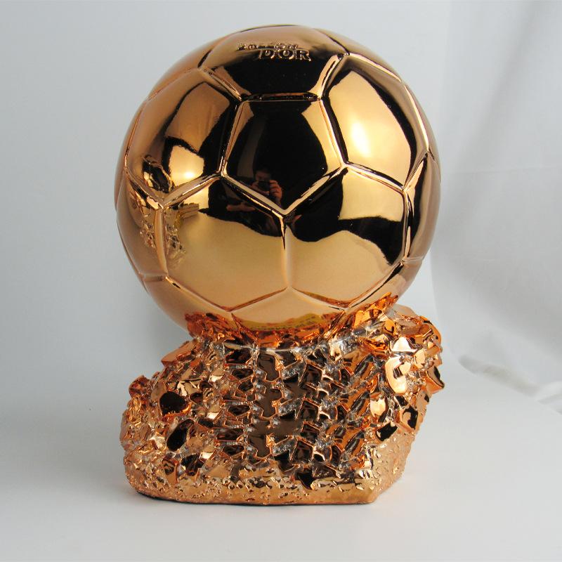 Ballon d'Or Trophy Ornament: Resin Football Craft, 2022 World Cup Souvenir, In Stock