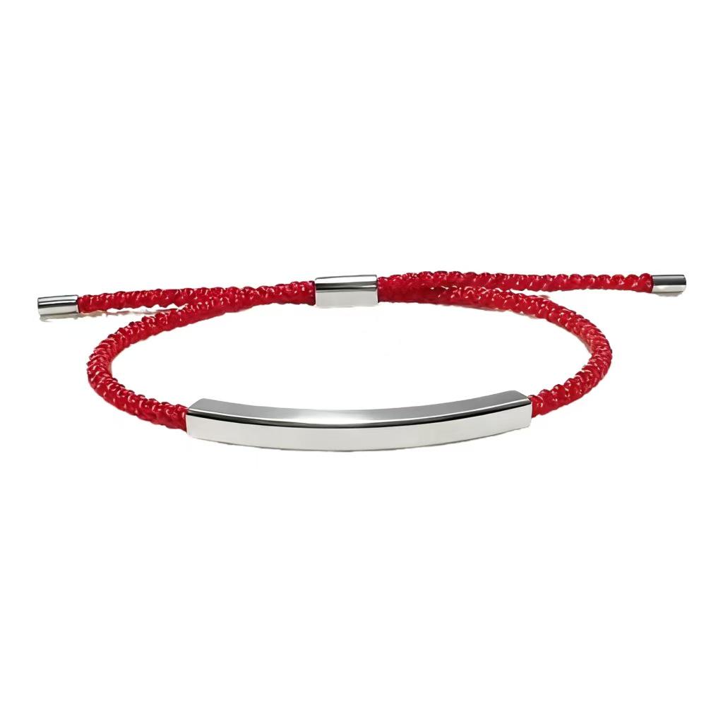 Custom Engraving Stainless Steel Couple Bracelet with Hollow Bent Tube Design