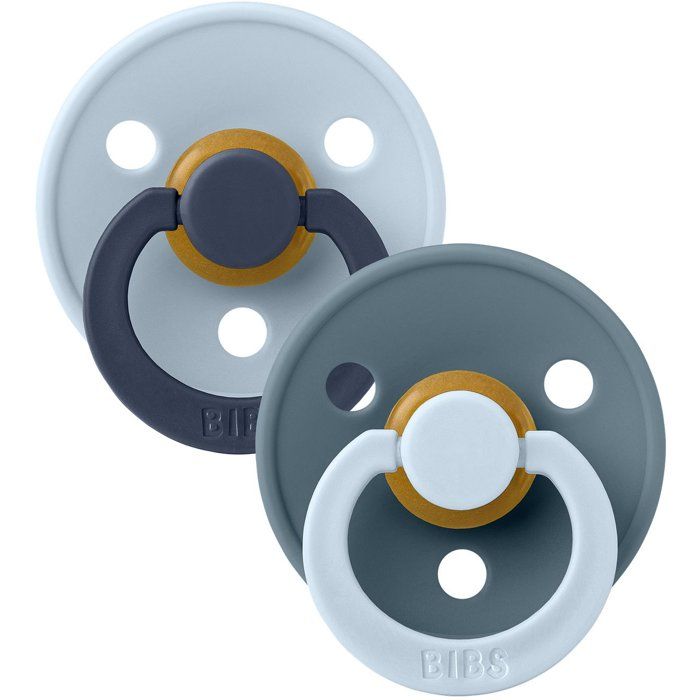 Sucette bébé - BIBS Studio Colour - Ronde - T1 - Caoutchouc naturel - Blue Mix Petrol - Pack de 2