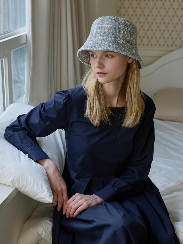 Olinkeompeulliteu Tweed Basic Bucket Hat (Sky Blue)