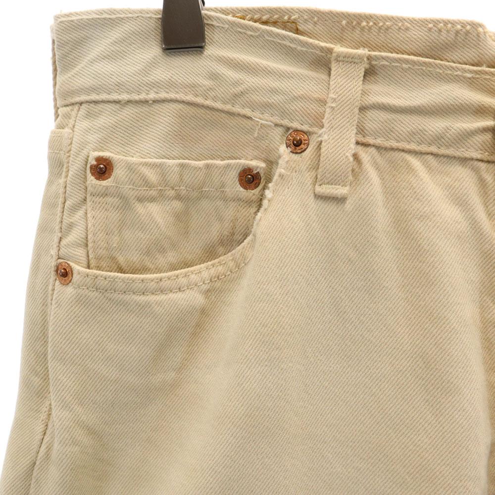Levi's 90s 501 Euros Straight Cotton Pants W30 Beige Button Fly Men's Used