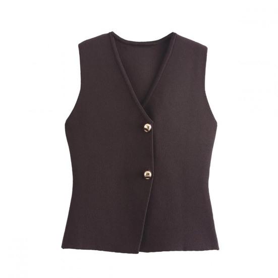 

Женский летний жилет с V-образным вырезом, на пуговицах, без рукавов, пиджак-жилет, повседневный деловой блейзер, топ M коричневый