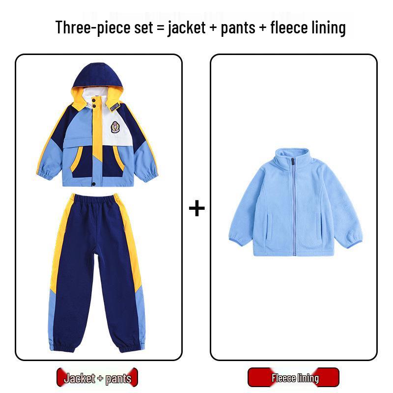 Primary School Autumn/Winter Five-Piece Windbreaker Set: New Style Warm Kindergarten Uniform