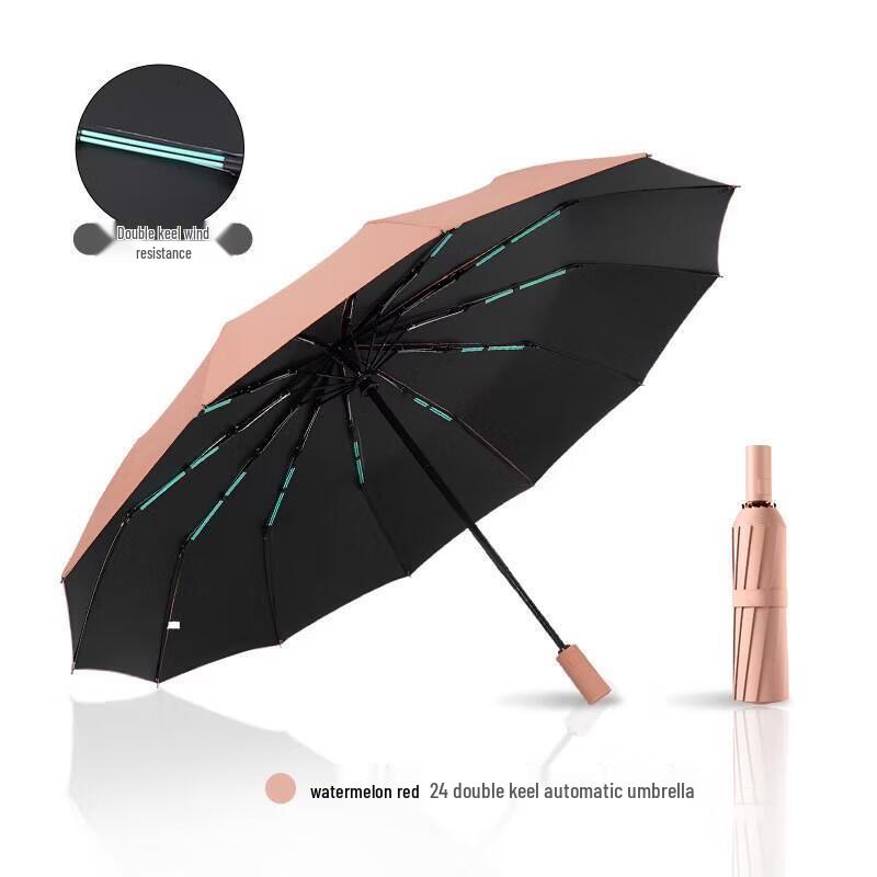 Durable 12-Rib Semi-Automatic UV Protection Folding Umbrella