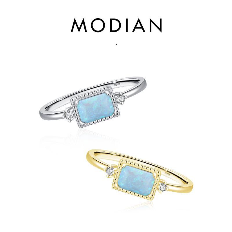 Modian S925 Sterling Silver Opal Ring - Korean Style, Light Luxury, Versatile, High-End Feel for Women's Temperament.
