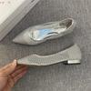 Fashion Flat Shoes for Women 2025 Spring and Autumn French New Sexy Mesh and Rhinestone Hollow Low Heel Shallow Mouth Women's Shoes