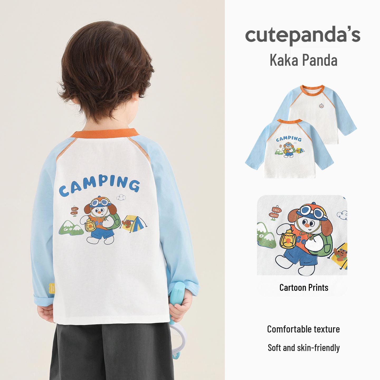 Panda Kids  Long-Sleeve T-Shirt: Spring Casual Top for Boys & Girls 73 cm