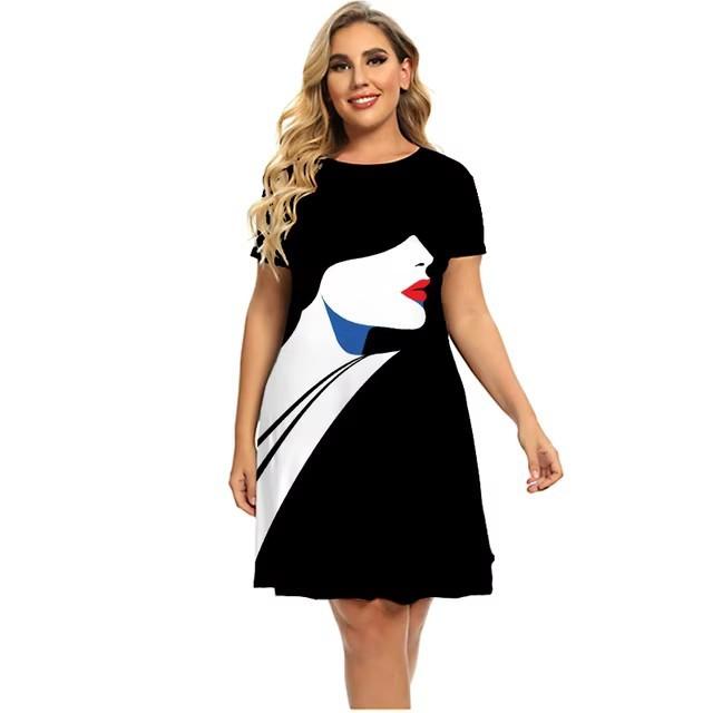 Elegante vestito t-shirt a maniche corte moda vacanza al mare abiti midi donna abbigliamento stampa 3D