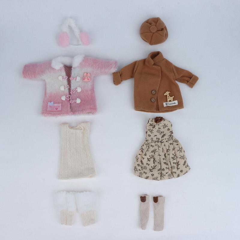 1 Set 1/6 Doll Outfit Kit 30Cm Doll Clothes Pretty Dress Hat Winter Coat Girl Toy Gift Doll Accessory No Shoes And Doll