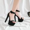 Coarse Heel Sandals Black Platform Catwalk Super High Heel High Waterproof Table Nightclub Shoes Women's Banquet