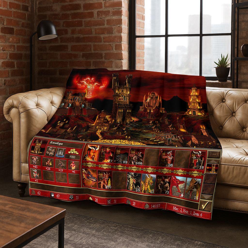 Retro Heroes of Might and Magic Map Games Art Flannel Blanket,Cozy Soft Throw Blanket for Home Bedroom Bed Sofa Cover Gift kids