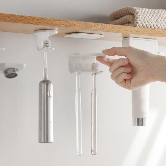 Wall Mount Toothbrush Holder Waterproof Easy To Install 1/2 Slot Electric Tooth Brushing Storage Organizer