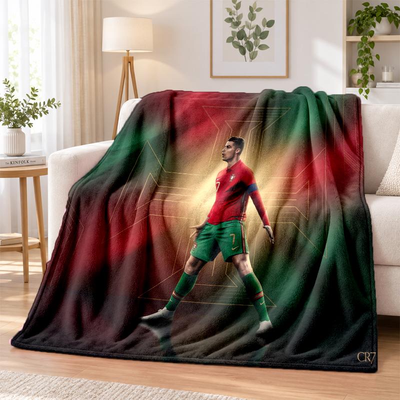 Cristiano Ronaldo Printed Flannel Blanket Warm Comfort Bed Throw For Indoor Home Decoration