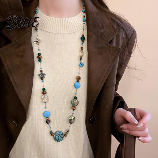 Choker Necklace Vintage Beaded with Colorful Stones Friendly To Stone