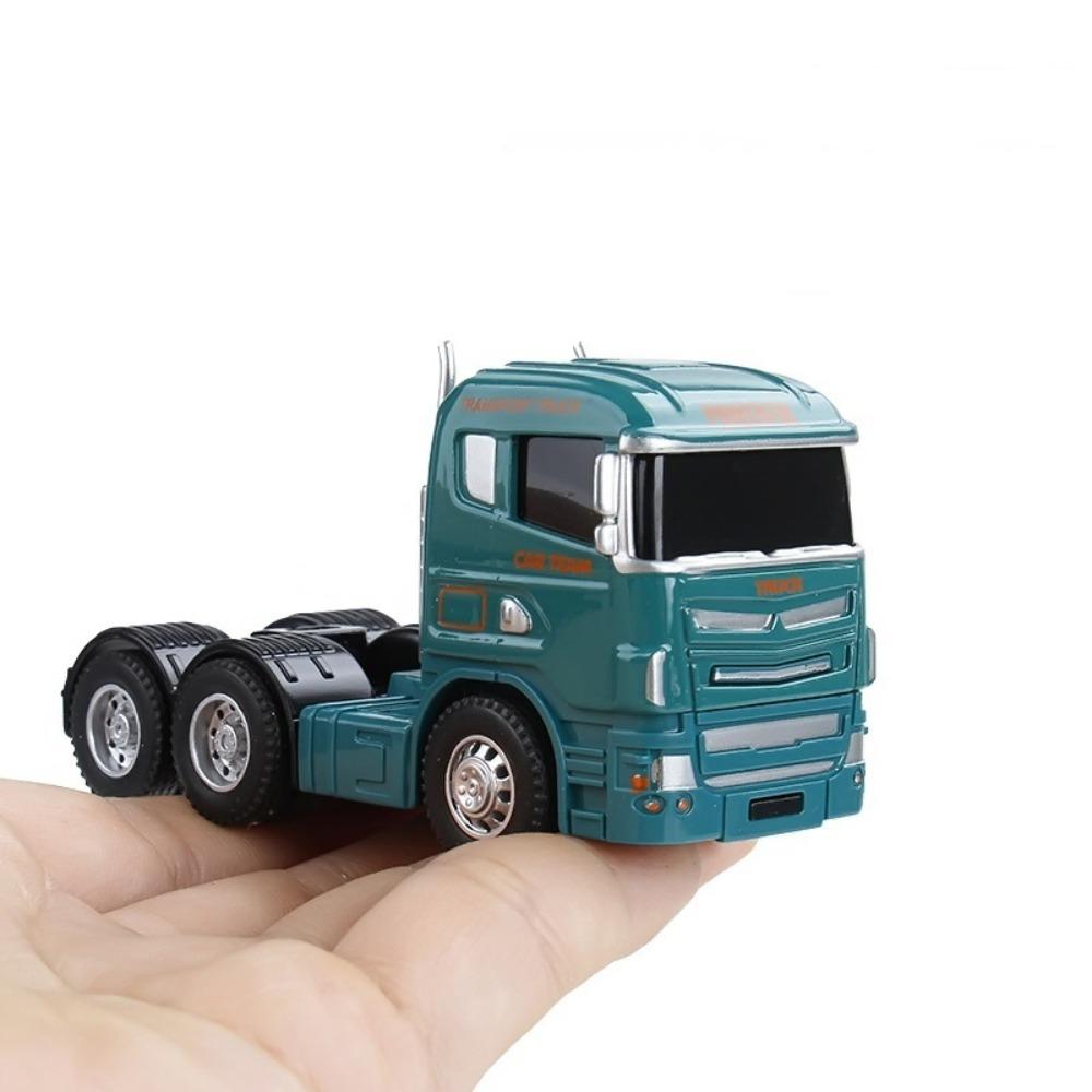 

1:64 Scale Truck Cab Model Diecasts Zinc Zinc Alloy Engineering Vehicle Toy Truck Flat Trailer For Boys зелений