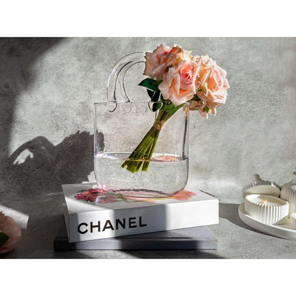 10Inches- Clear, Cool & Cute vase for centerpieces- Handbag Unique Flower vase Decorative - Wide Mouth Bubble vase for décor