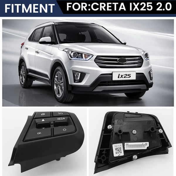 One Black Plastic Front Right Steering Wheel Cruise Control Button for Hyundai None