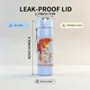 1PC Orange Female Vintage Portrait Print 750ml Colorful Plastic Sports Water Bottle Leakproof Pop Up Lid with Straw for Outdoor Work Home Use