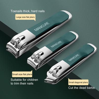 1 Set Nail Clipper Anti-splash Sharp High Hardness Nail Shavings Storage with Faux Leather Case Stainless Steel Electroplating Nail Trimmer