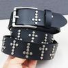 Design Punk Full Row of Rivet Cross Rivet Men's Real Cowhide Belt Belt