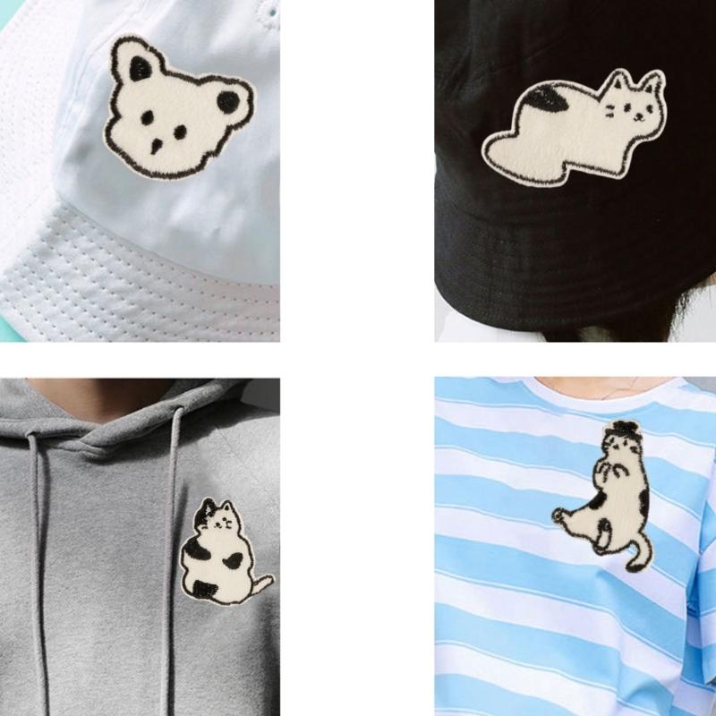 8 Pcs Cartoon Cats Iron on Patches Animal Repair Patches Sewing on Applique Patches for Clothing Jeans Hat Backpacks