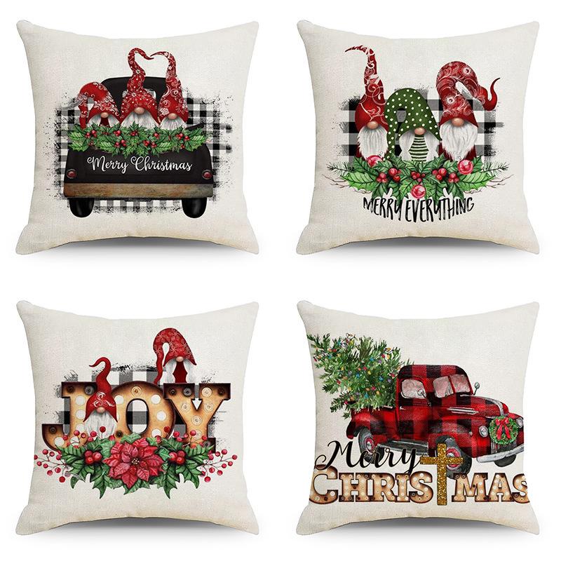 Christmas Linen Pillowcase: Home Sofa Decor & Car Lumbar Support Cushion Cover