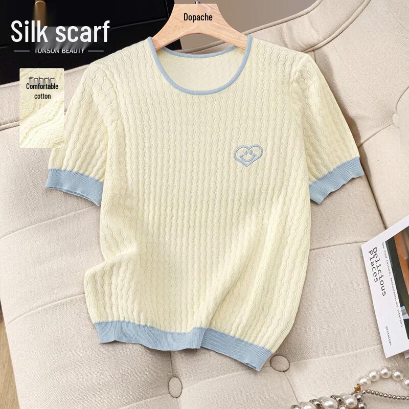 Women s Contrast Color Slim Fit Knit T-Shirt XL