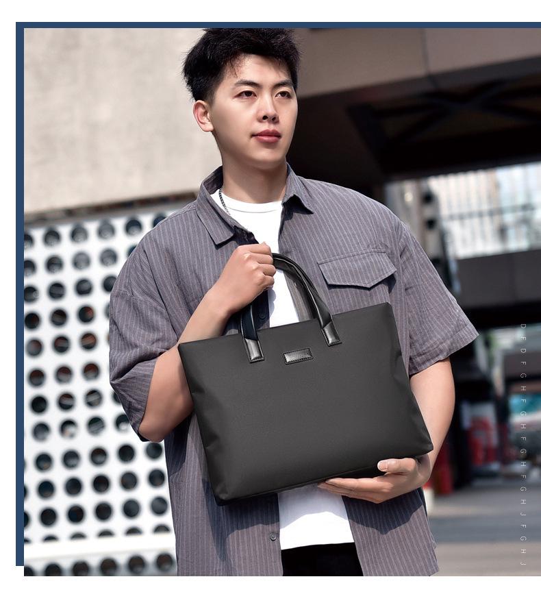 Men's & Women's Waterproof Oxford Cloth Briefcase: Casual Handheld Bag for Documents or Laptop, Ideal for Commuting or Conferences.