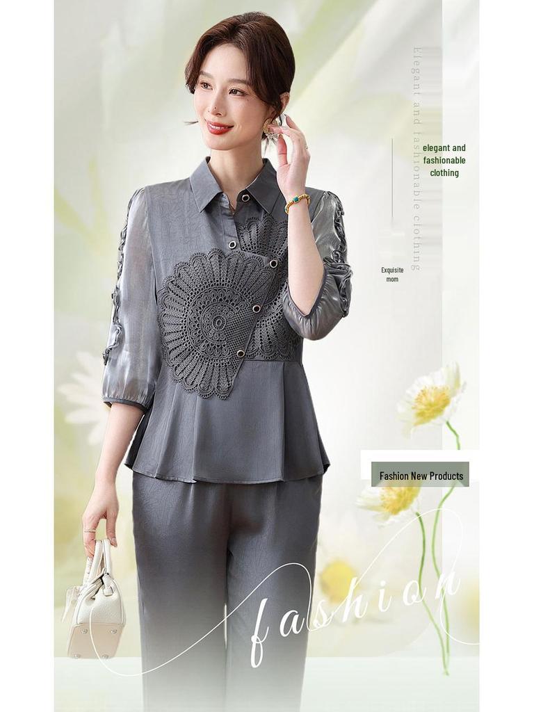 Summer 2025 Women's Chic Two-Piece Set: Casual Slimming Top and Pants