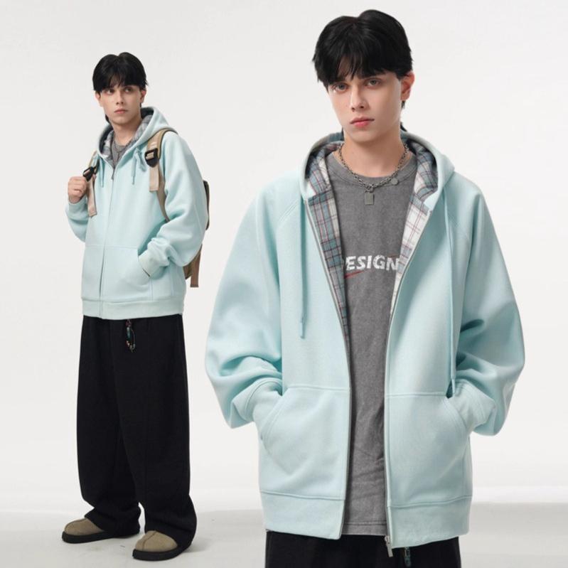 Cotton Hoodie Jacket for Men Casual Long Sleeve Hooded Sweatshirt Jackets Zip Up Vintage Jacket with Pocket Men's Heavyweight Fall Sweatshirts Outwear
