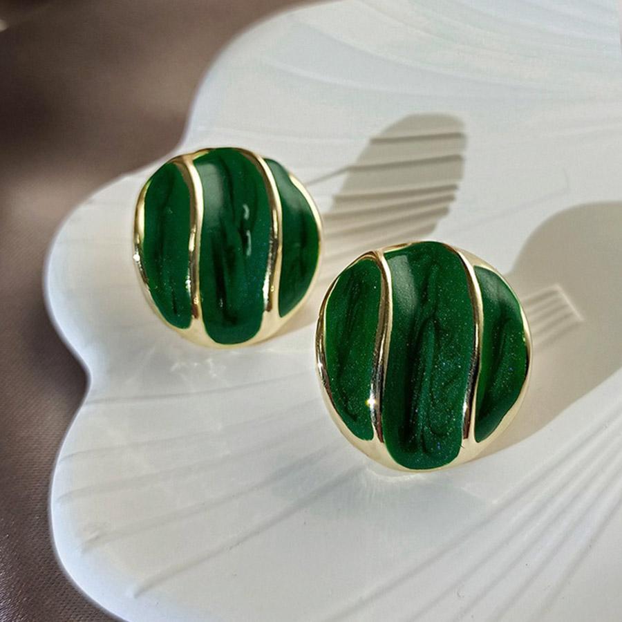 Dropping Oil Earrings For Women Personalized Green White Aesthetic Stud Earring Luxury Designer Jewelry Gift