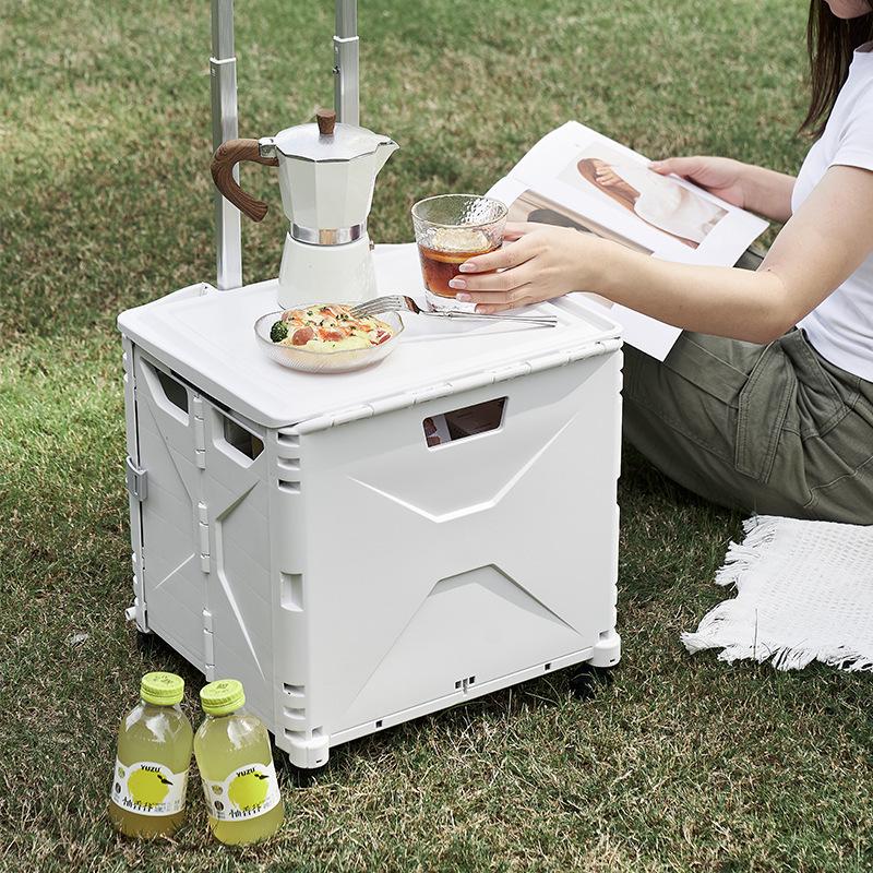 Tragbarer Faltbarer 4-Rad-Einkaufswagen für Lebensmittel und Camping-Aufbewahrung