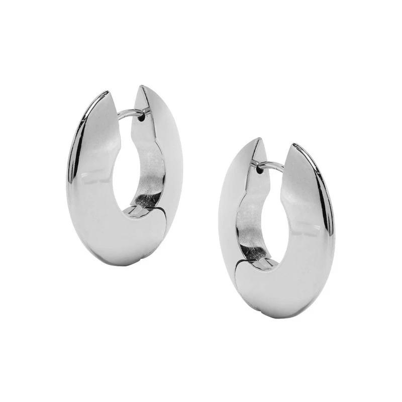 

PONYKISS Silver Color Round Smooth U Shape Big Hoop Earrings for Women Minimalist Light Luxury Fashion Jewelry