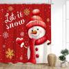 Forest Cute Snowman Shower Curtain Red Bird Berry Squirrel Winter Snow Christmas Bath Curtains Fabric Bathroom Decor with Hooks
