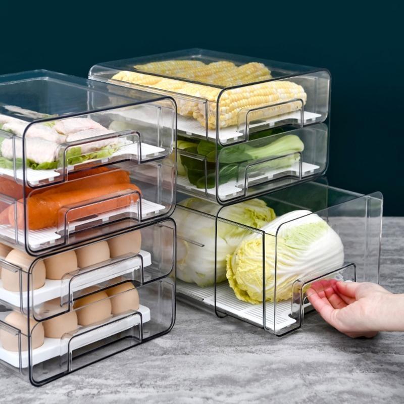 Refrigerator Freezer Cabinet Kitchen Drawer Accessories Box X3UC