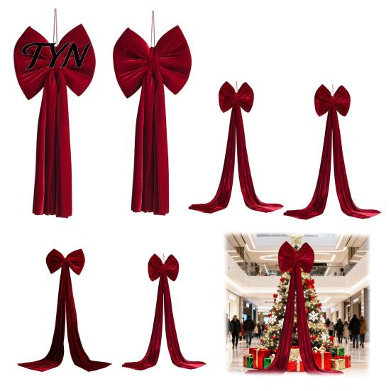 Reusable Event Ornaments Large Burgundy Velvet Bow, Giant Hanging Wall Decor for Fireplace Embellishments Wedding Backdrop, Christmas Tree Topper,