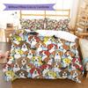 Cartoon Puppy Pattern Bedding,Quilt Set Quilt Cover Pillowcase Home Birthday Gift (1 * duvet cover + 2 * pillowcase, without core)
